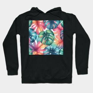 Colorful Monstera Tropical Leaves Hoodie